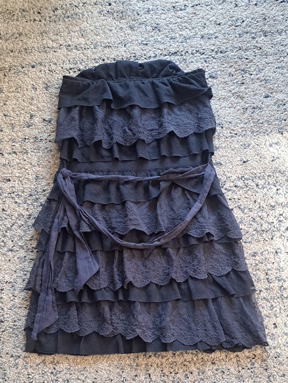 Abercrombie & Fitch Strapless Layered Lace Ruffle Dress - Navy